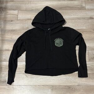 Black Cropped Hoodie Top